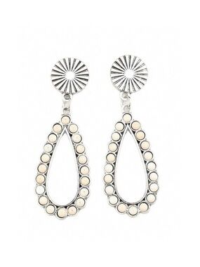 Western silver + cream teardrop dangle earrings • new!